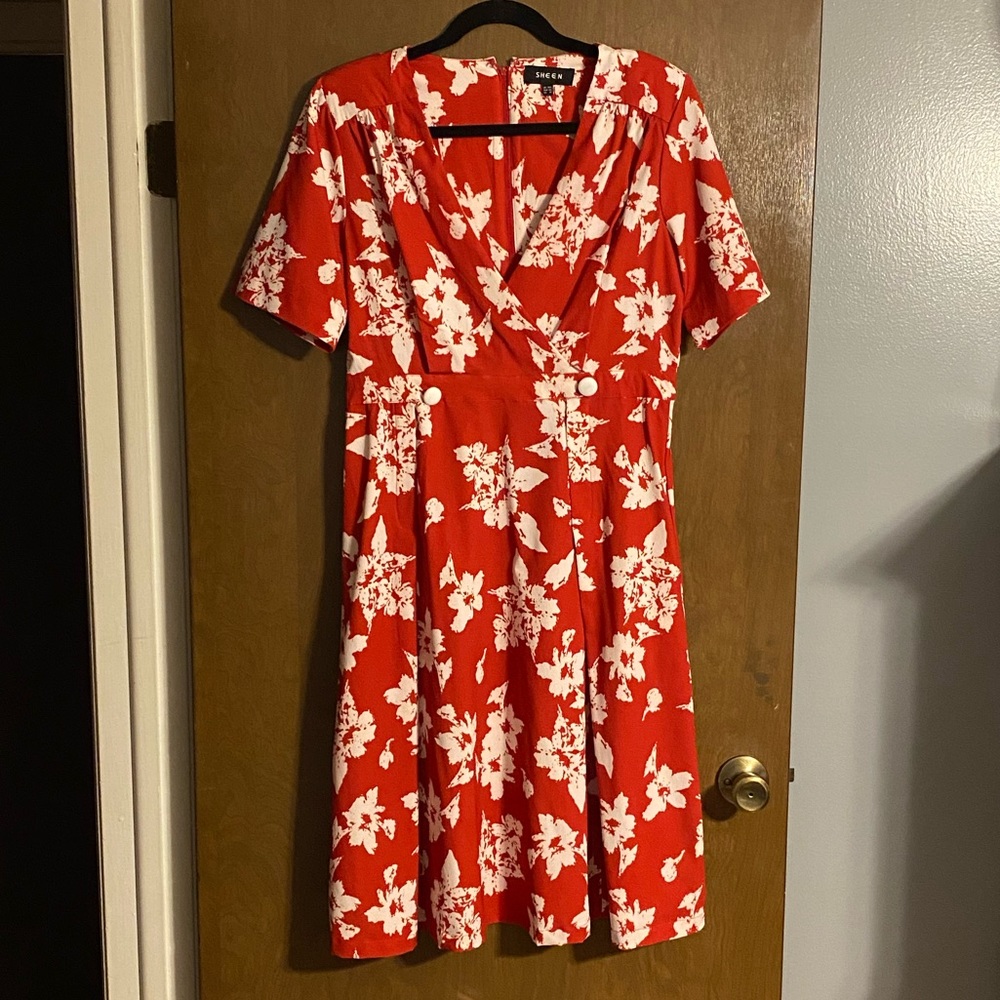 Sheen Red Floral Dress
